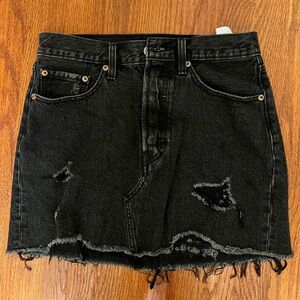 Levi button down black jean skirt